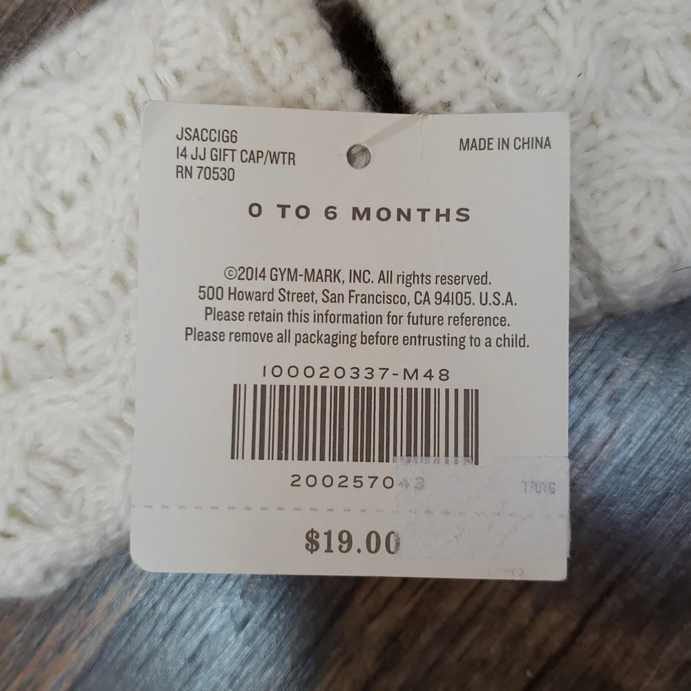 NWT Janie and Jack White Cable Knit Bow Mittens, Size 0-6 Months